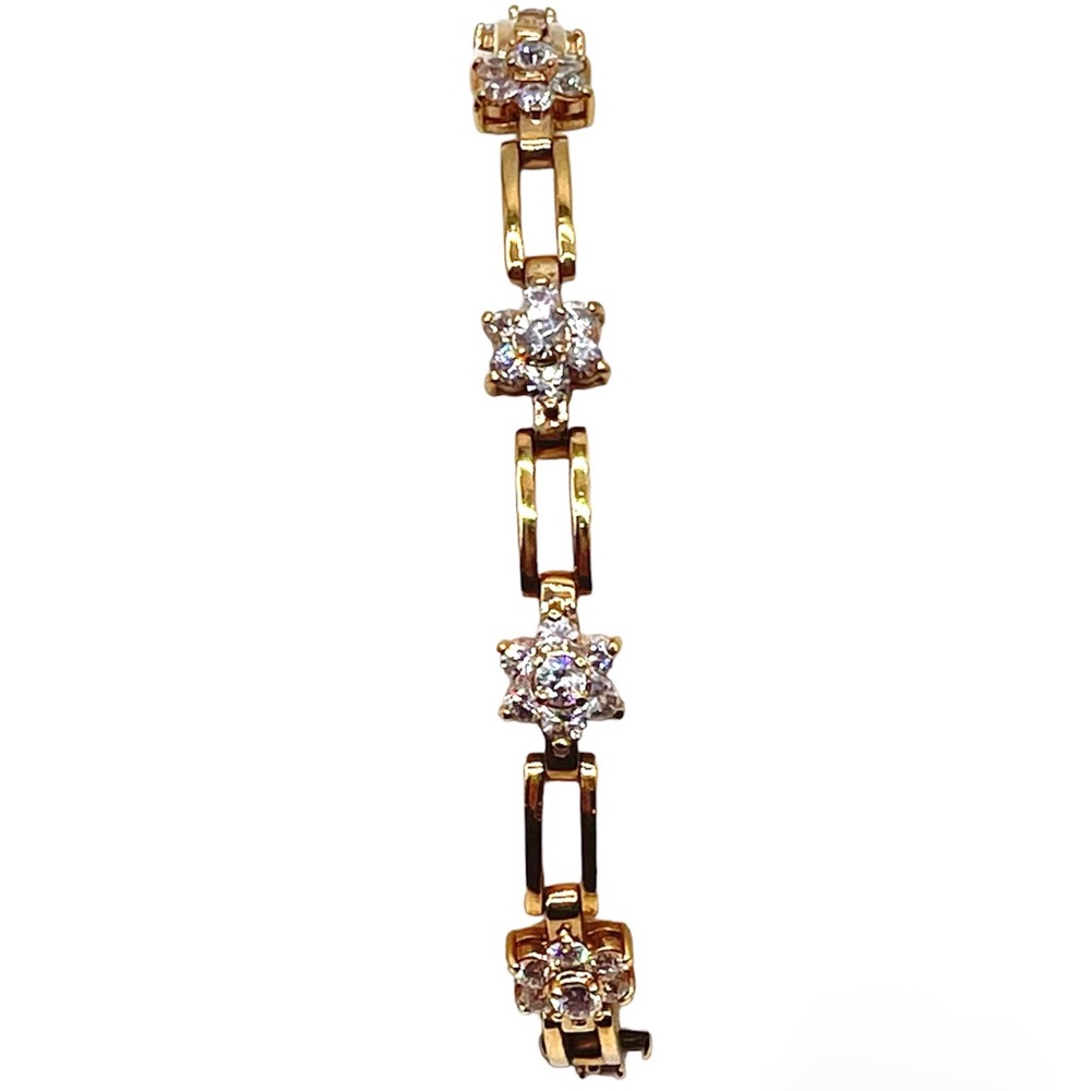 Stunning Elegant Gold Toned Rhinestone Bracelet - Picture 1 of 4